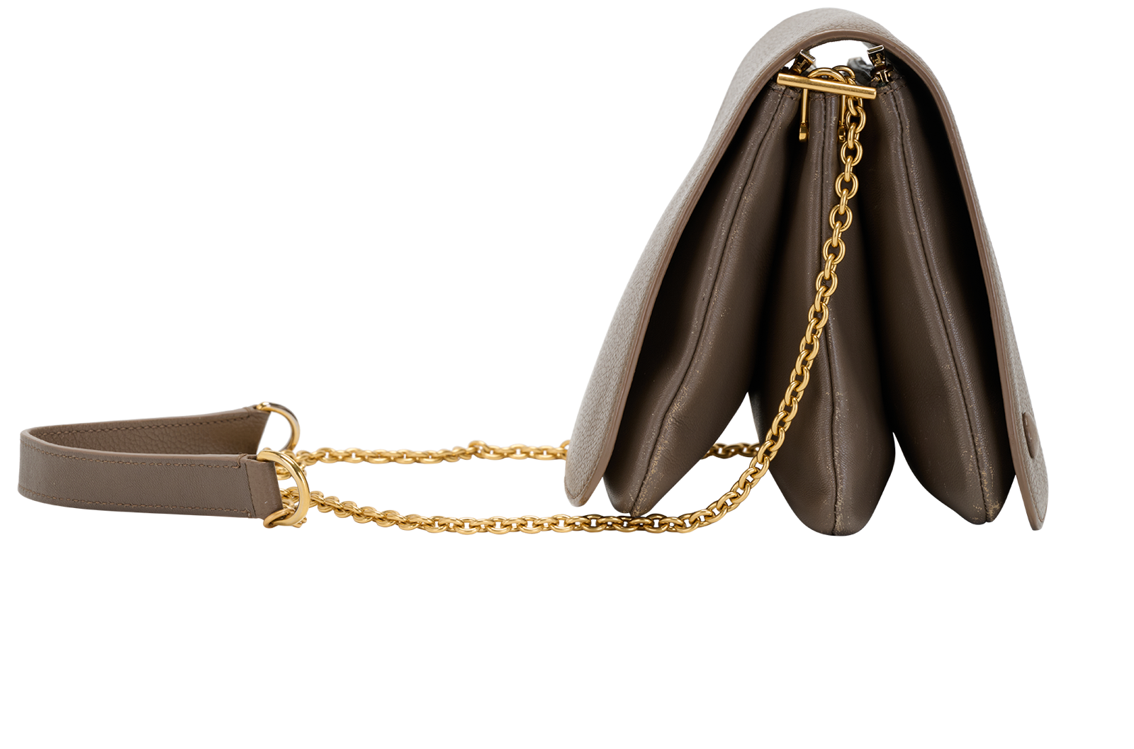 Clifton, &pound;195, Handbags, Taupe, Leather, Side view